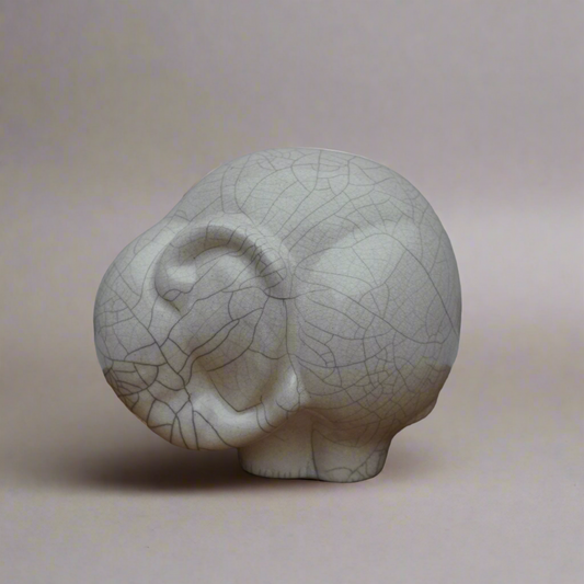 Small, White Crackled Elephant (SKU:24040102)