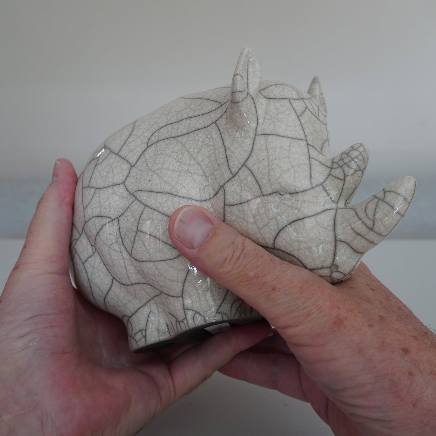 Small, White Crackled Rhino (SKU:24040105)