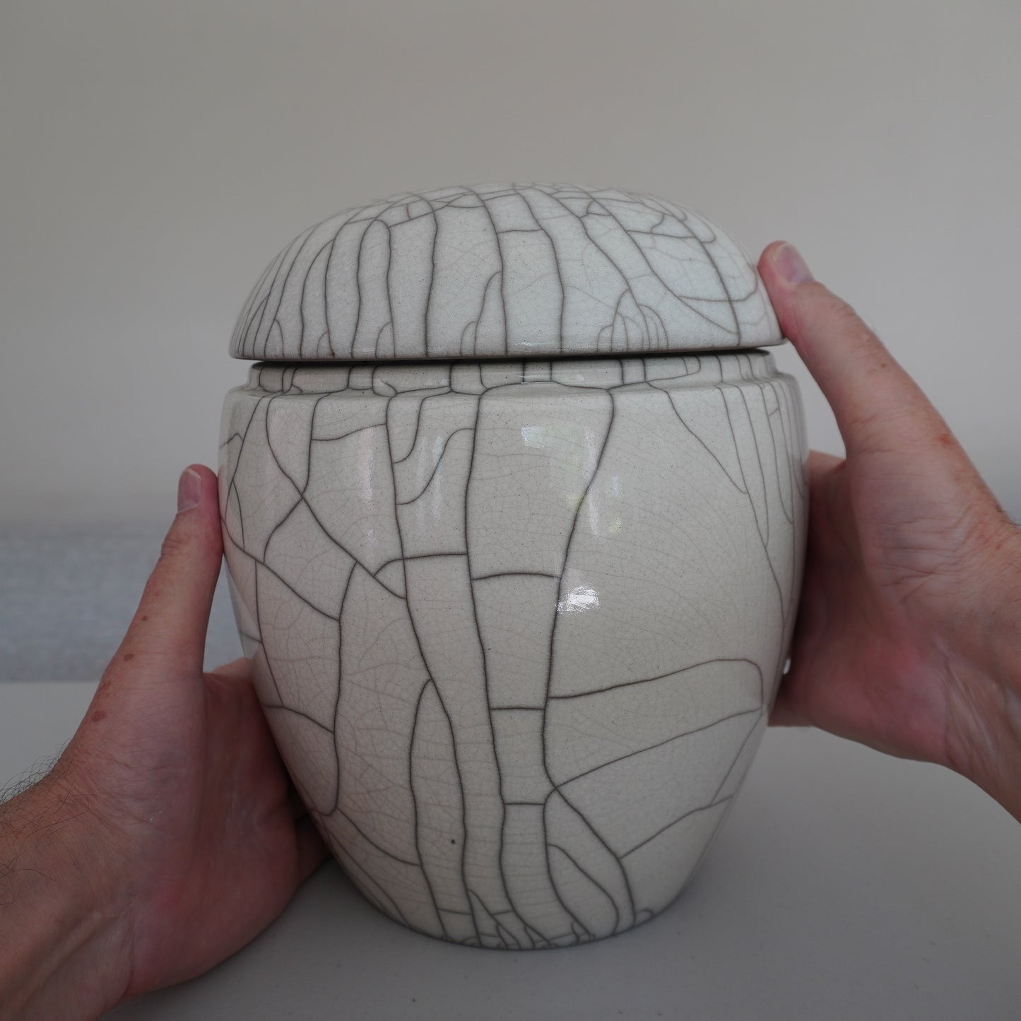 White Crackled, Cylindrical Vessel (SKU:24040122)